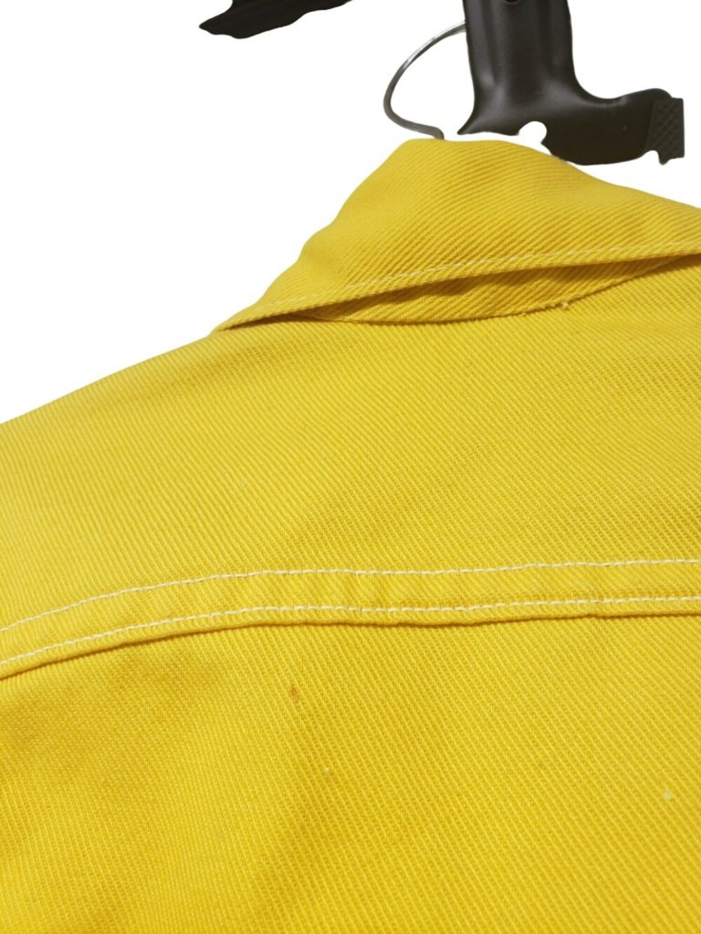 Vintage Levi's Saddleman Kids Youth Yellow Denim Jean Jacket FLAWS Girls Size 7 - Picture 12 of 16